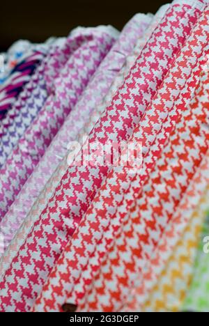 Colorful bolts of cloth. Stock Photo