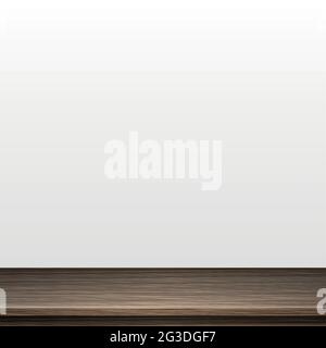 Large table top, solid wood texture, white background - Vector illustration Stock Vector
