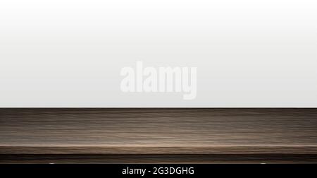 Large table top, solid wood texture, white background - Vector illustration Stock Vector