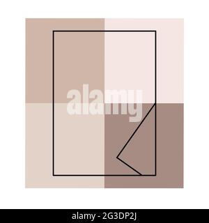Abstract minimalist background in earthy pastel colors. Thin black frame background from squares in brown and beige. Stock Photo