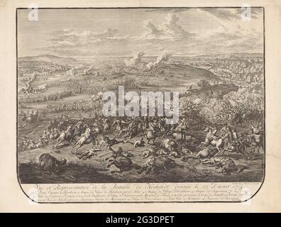 The Battle of Blenheim on August 13 1704. Medieval engraving Stock