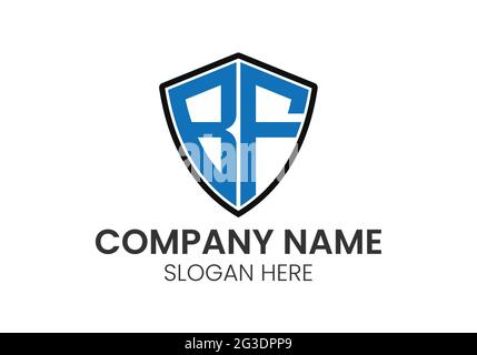 Initial Letter BF With Shield Security Logo Protection Symbol Vector Logo Design Stock Vector