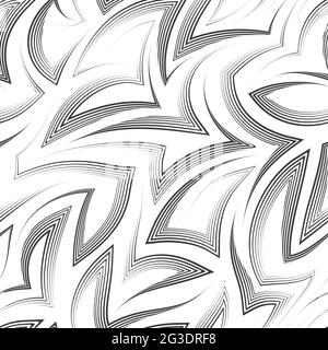 Vector seamless pattern of zigzags and corners in black isolated on white background.Vector seamless geometric pattern of abstract shapes from stripes Stock Vector