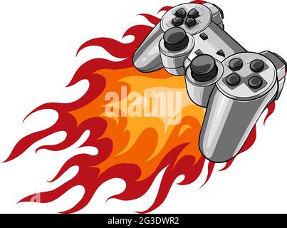 game pad with a fire for gaming vector Stock Vector