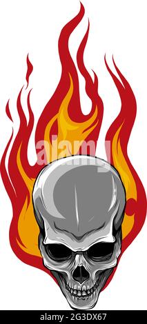Skull on Fire with Flames Vector Stock Vector