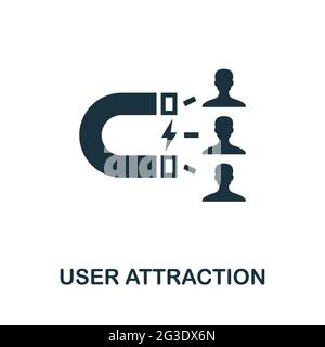 User Attraction icon. Simple creative element. Filled monochrome User Attraction icon for templates, infographics and banners Stock Vector