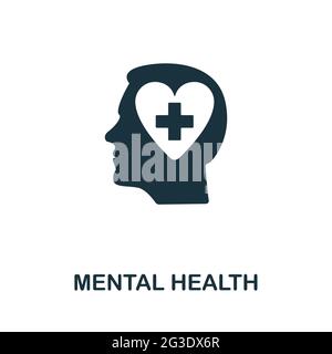 Mental Health icon. Simple creative element. Filled monochrome Mental Health icon for templates, infographics and banners Stock Vector