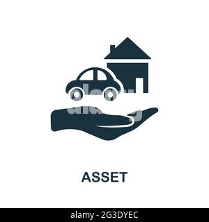 Asset icon. Simple creative element. Filled monochrome Asset icon for templates, infographics and banners Stock Vector