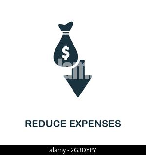 Reduce Expenses icon. Simple creative element. Filled monochrome Reduce Expenses icon for templates, infographics and banners Stock Vector