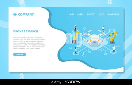 drone research technology concept for website template or landing homepage with isometric style vector Stock Photo