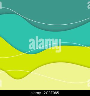 Beauty paper cut abstract design background template with summer color Stock Vector