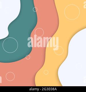 memphis paper cut abstract design background template with summer color Stock Vector