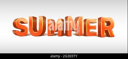 3d realistic vector summer letters. Isolated on white background. Stock Vector