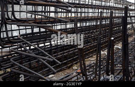 Close up of iron rods used for construction Stock Photo