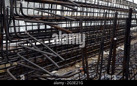 Close up of iron rods used for construction Stock Photo