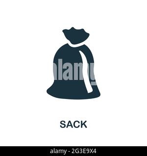 Sack icon. Monochrome simple element from packaging collection. Creative Sack icon for web design, templates, infographics and more Stock Vector