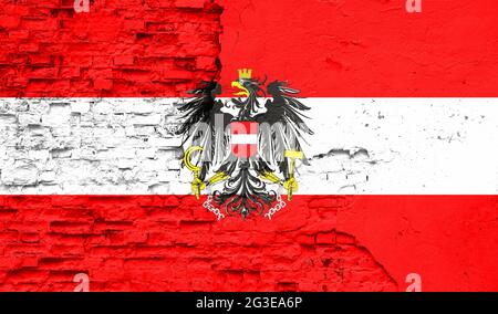 Austria flag is painted onto an old brick wall Stock Photo - Alamy