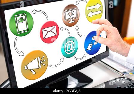 Communication concept shown on a computer screen Stock Photo