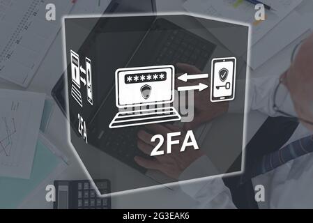 2fa concept illustrated by a picture on background Stock Photo