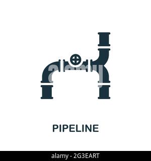 Pipeline icon. Monochrome simple element from oil industry collection. Creative Pipeline icon for web design, templates, infographics and more Stock Vector