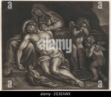 Pieta the body of Jesus on the lap of his mother Mary after the ...