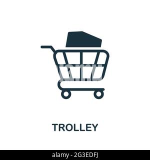 Trolley icon. Monochrome simple element from manufacturing collection ...