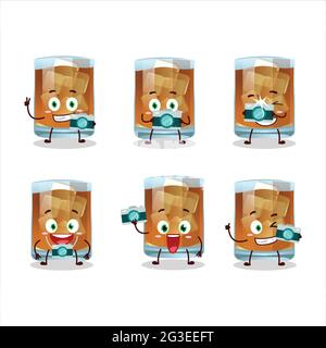 Photographer profession emoticon with whiskey cartoon character. Vector illustration Stock Vector