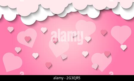 vector illustration of valentine's day background template, rainy love papercut wallpaper style Stock Vector