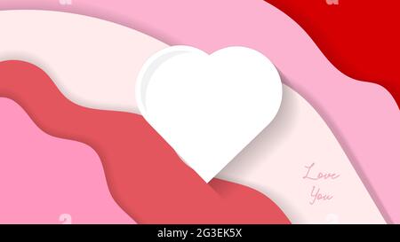 papercut Valentine's day background Vector illustration. paper art hearts ,valentine day sale banner or greeting card Stock Vector