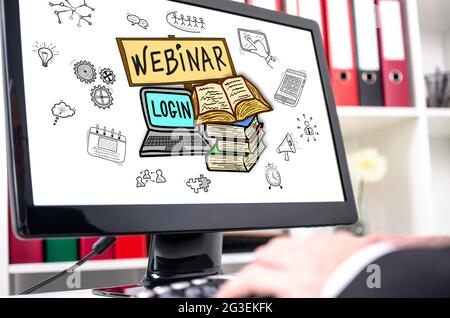 Webinar concept shown on a computer screen Stock Photo