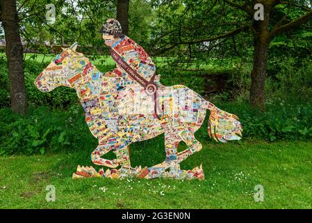 Decorated horse silhouettes for the virtual West Linton Whipman Festival in 2021. Scottish Borders. Stock Photo