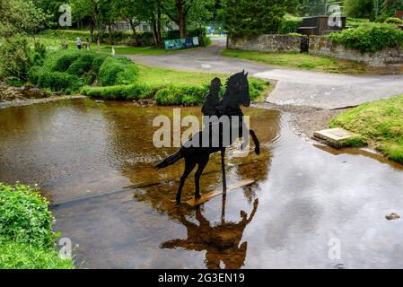 Decorated horse silhouettes for the virtual West Linton Whipman Festival in 2021. Scottish Borders. Stock Photo