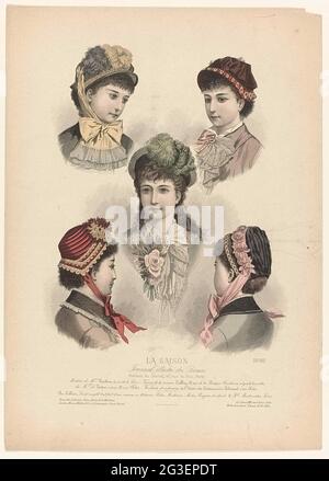 La Saison, Journal illustré des Dames, 1880, No. 626 Object Type : fashion  picture Item number: RP-P-OB-103.552 Inscriptions / Brands: title, bottom  center, wrote: 'LA SAISON? Description: Two women in a theater