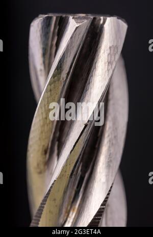 Electric hammer drill bevel gear thread close up. Mechanism detail made of steel. Stock Photo