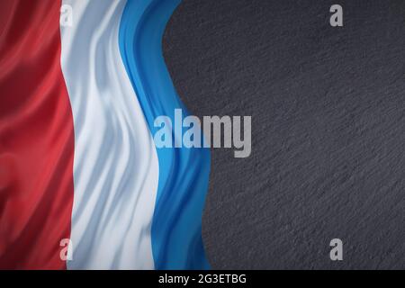 happy 14th of July, the National Day of France, a flag of France, against a grey background Stock Photo