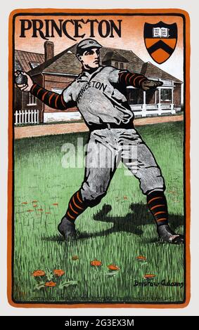 Princeton Baseball player illustration 1903 Stock Photo