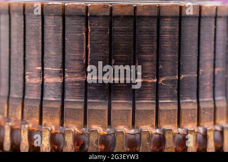 Copper commutator bar of the electric motor close up. Electric motor rotor. Stock Photo