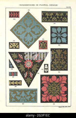 Suggestions in Floral Design, Victorian design elements and patterns 19th Century Stock Photo