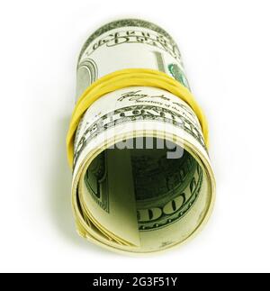 One hundred dollar bill roll Stock Photo