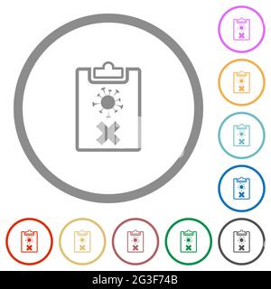 Covid test failed flat color icons in round outlines on white background Stock Vector