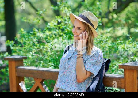 A nice and happy girl with smarfone Stock Photo