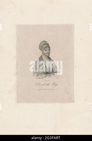 A portrait of Elizabeth Fry, an English social reformer known for her ...