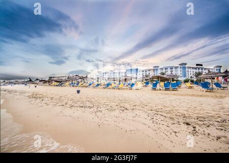 Beach in Hammamet, Tunisia Stock Photo