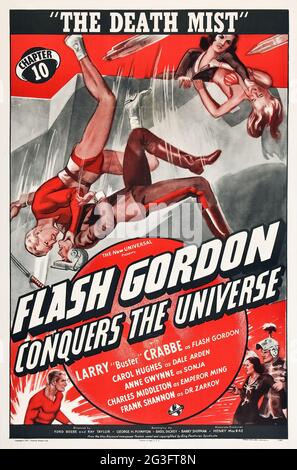 MOVIE POSTER: Flash Gordon Conquers the Universe (Universal, 1940) 'The Death Mist' feat. Larry 'Buster' Crabbe as Flash Gordon. Stock Photo