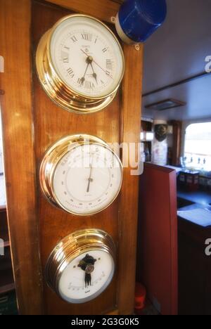 Marine Instruments on a Cruise Boat, Australia Stock Photo
