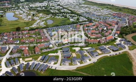 Aerial View of Primrose Valley Holiday Park and The Bay, Filey, North ...