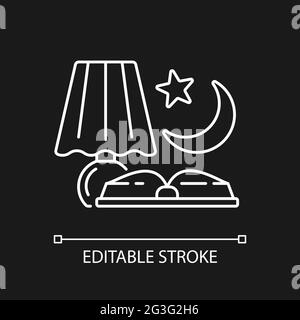 Evening reading white linear icon for dark theme Stock Vector