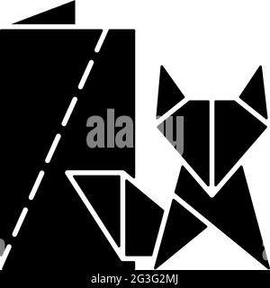Origami black glyph icon Stock Vector