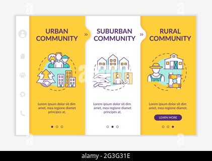 Social units types onboarding vector template Stock Vector