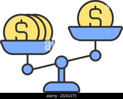 Money scales RGB color icon Stock Vector